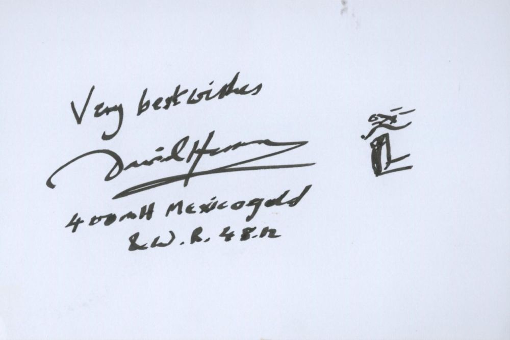 Lot 160: David Hemery white card (measuring 6"x4") beautifully signed...