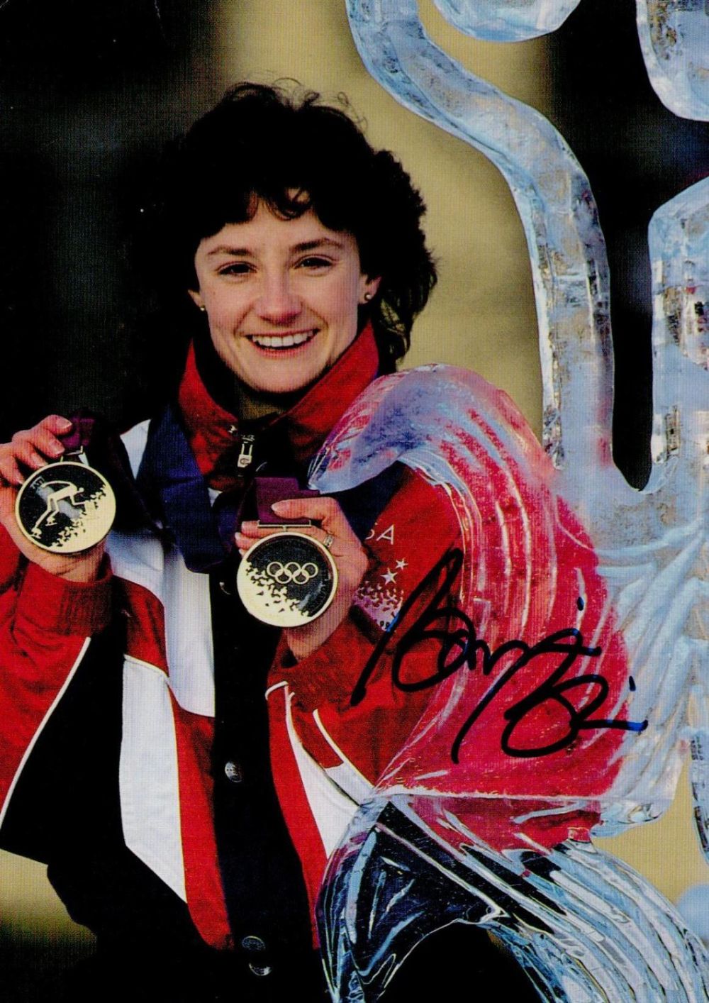 Lot 180: Bonnie Blair 6"x4" colour picture, nicely signed in...