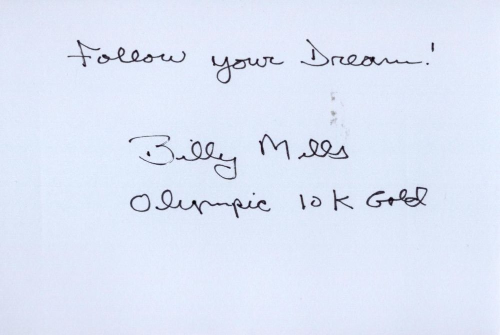 Lot 181: Billy Mills white card (measuring 6"x4") nicely signed...