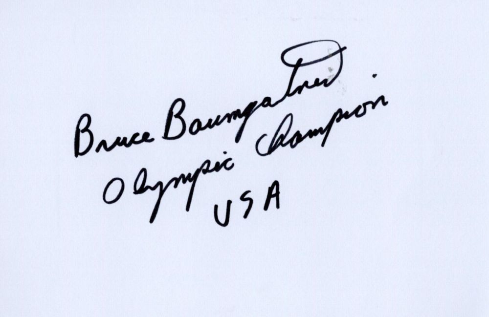 Lot 190: Bruce Baumgartner white card (measuring 6"x4") nicely signed...