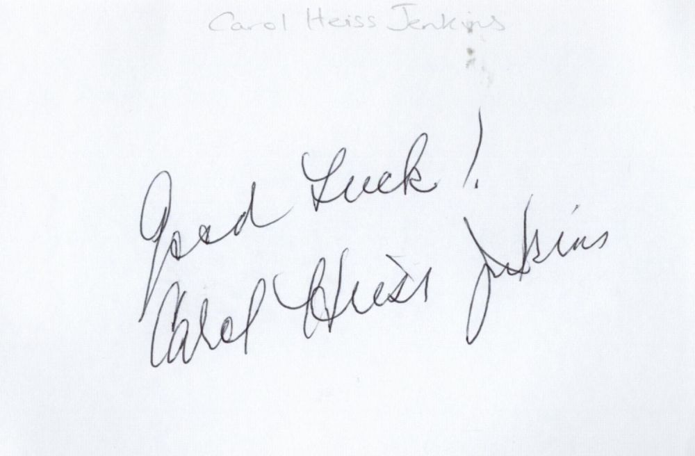 Lot 196: Carol Heiss Jenkins white card (measuring 6"x4") nicely...