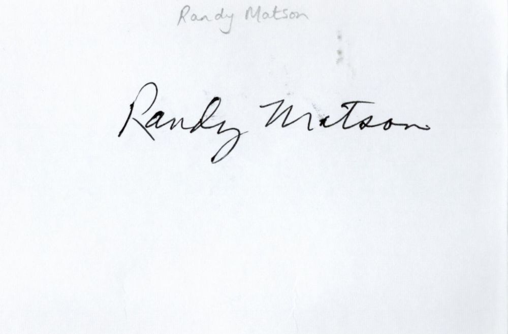 Lot 197: Randy Matson white card (measuring 6"x4") signed in...
