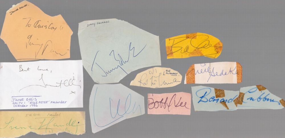 Lot 207: Entertainment collection of odd shaped cut out autographs....