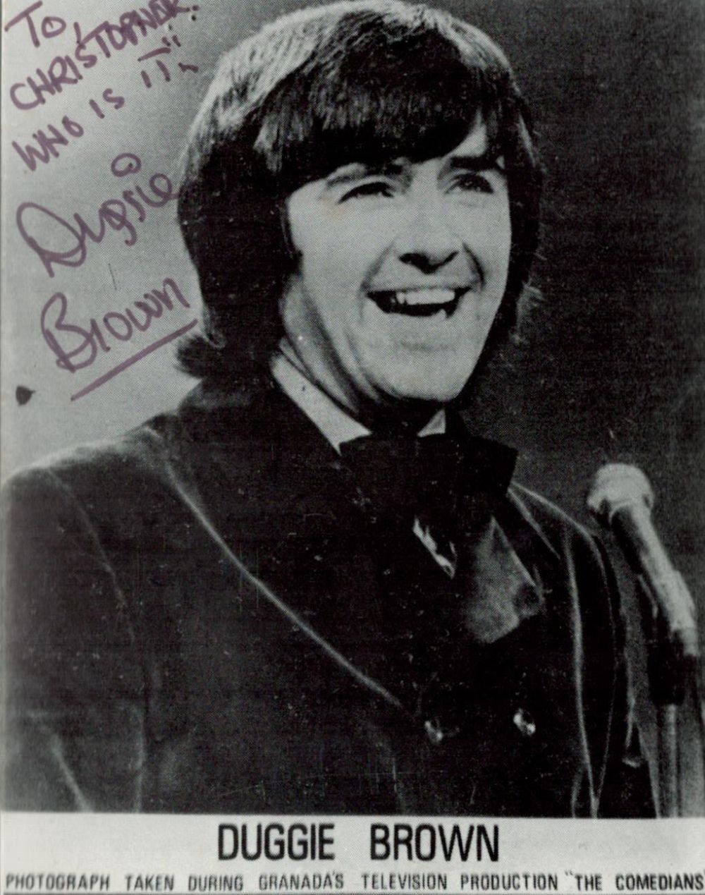 Lot 222: Duggie Brown signed 5x3 black and white photo....