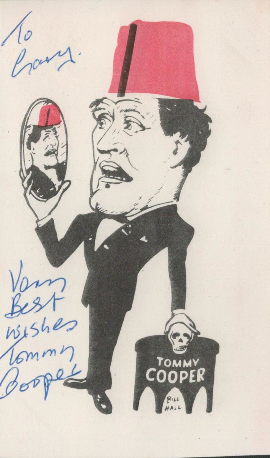Lot 232: Tommy Cooper signed 6x4 illustrated photo. Cooper was...