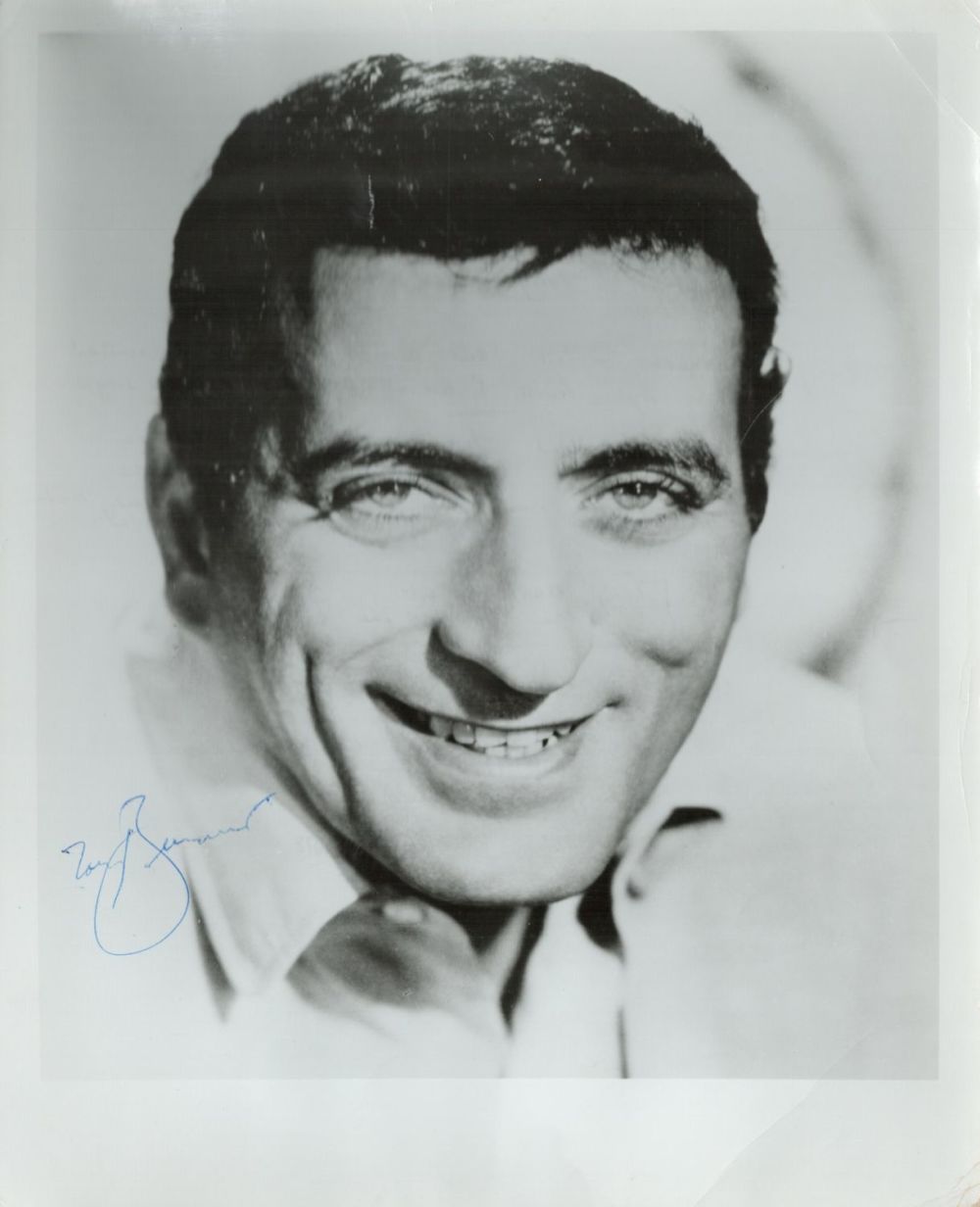 Lot 234: Tony Bennett signed 10x8 black and white photo....