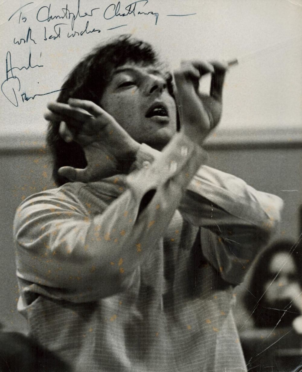 Lot 235: Andre Previn signed 10x8 black and white photo....