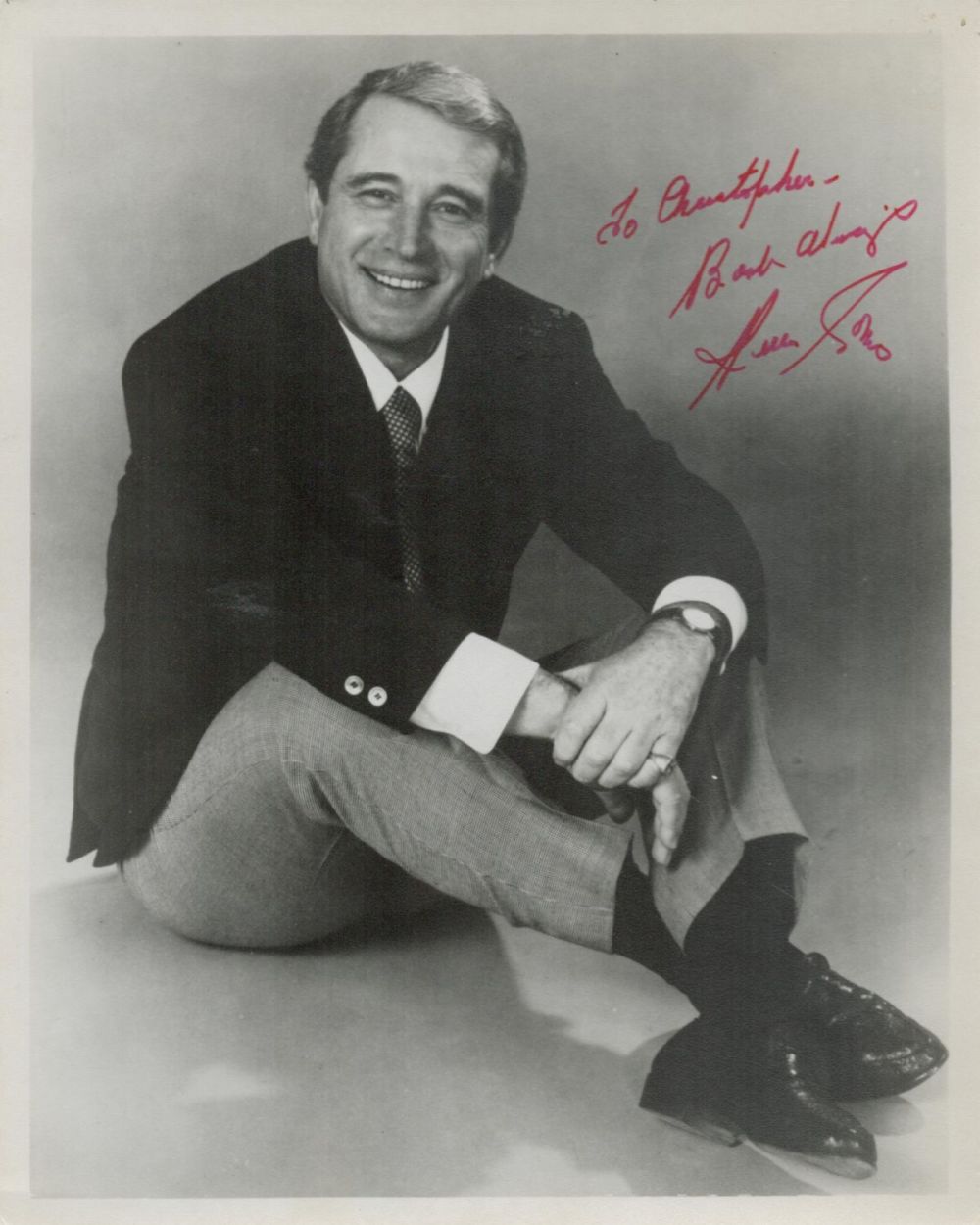 Lot 238: Perry Como signed 10x8 black and white photo....