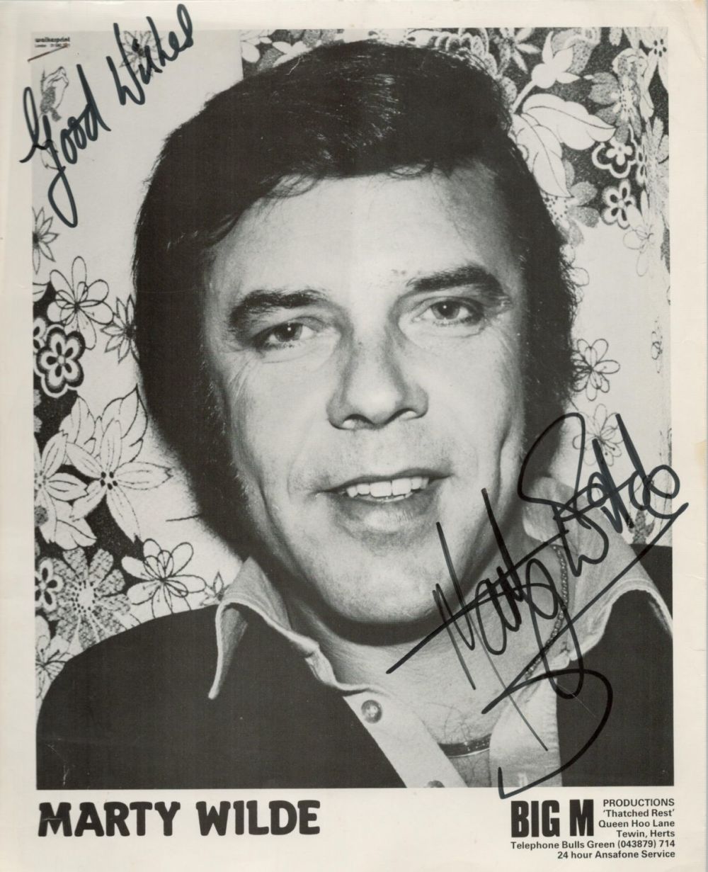 Lot 241: Marty Wilde signed 10x8 black and white photo....