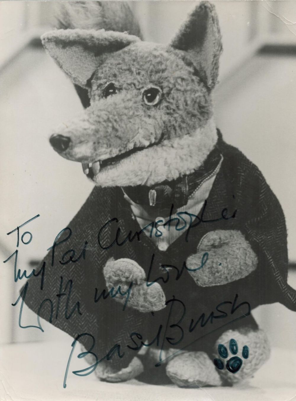 Lot 258: Basil Brush signed 9x7 black and white photo....