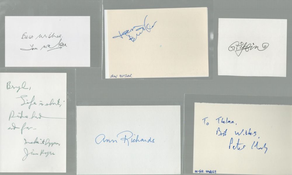 Lot 280: Assorted Collection of signed 5x7 album pages. Signatures...