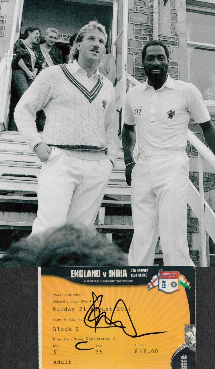 Lot 348: Cricket Ian Botham Signed England V India 21/8/2011...