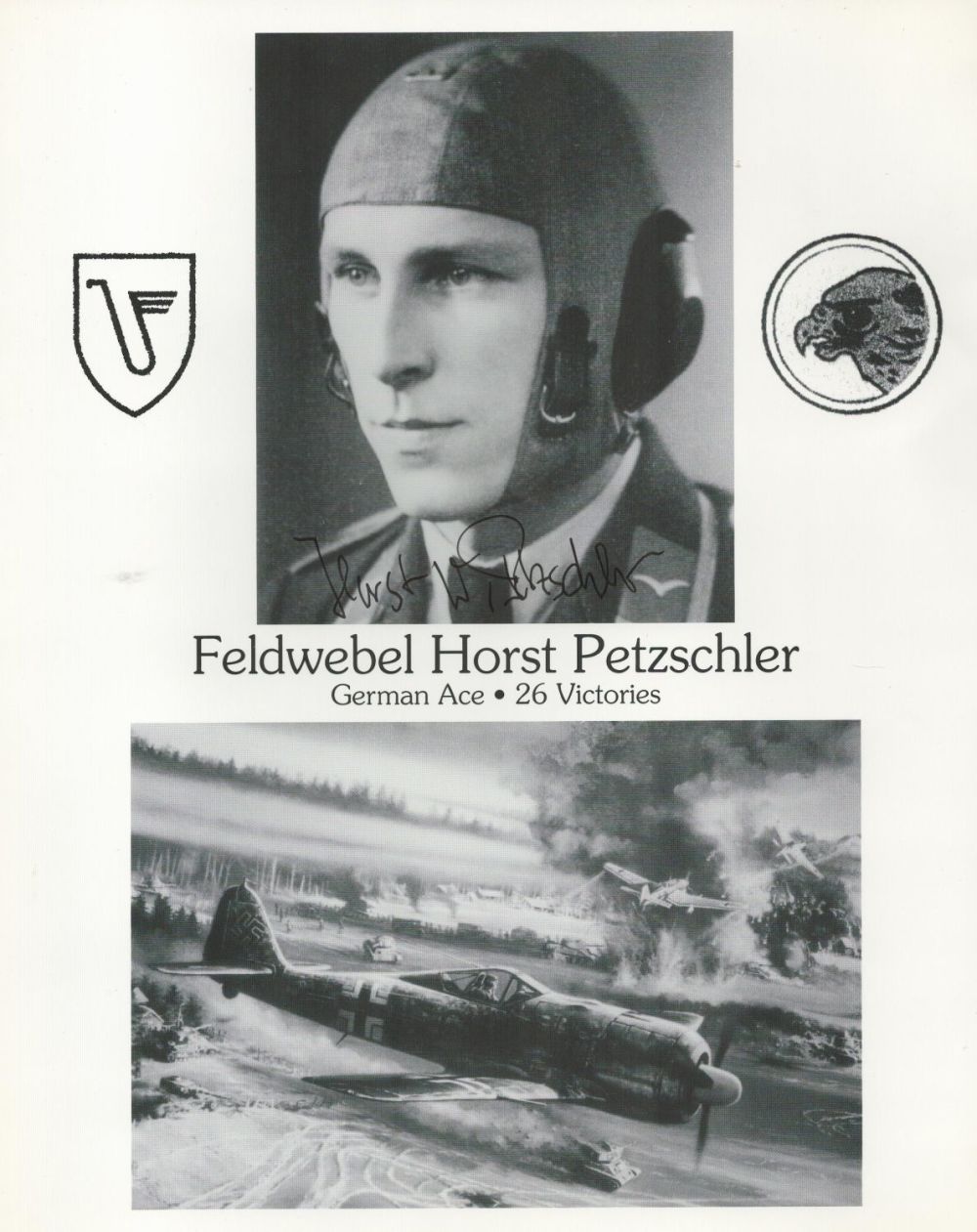 Lot 393: WW2 Feldwebel Horst Petzschler Luftwaffe Ace Signed 10x8...