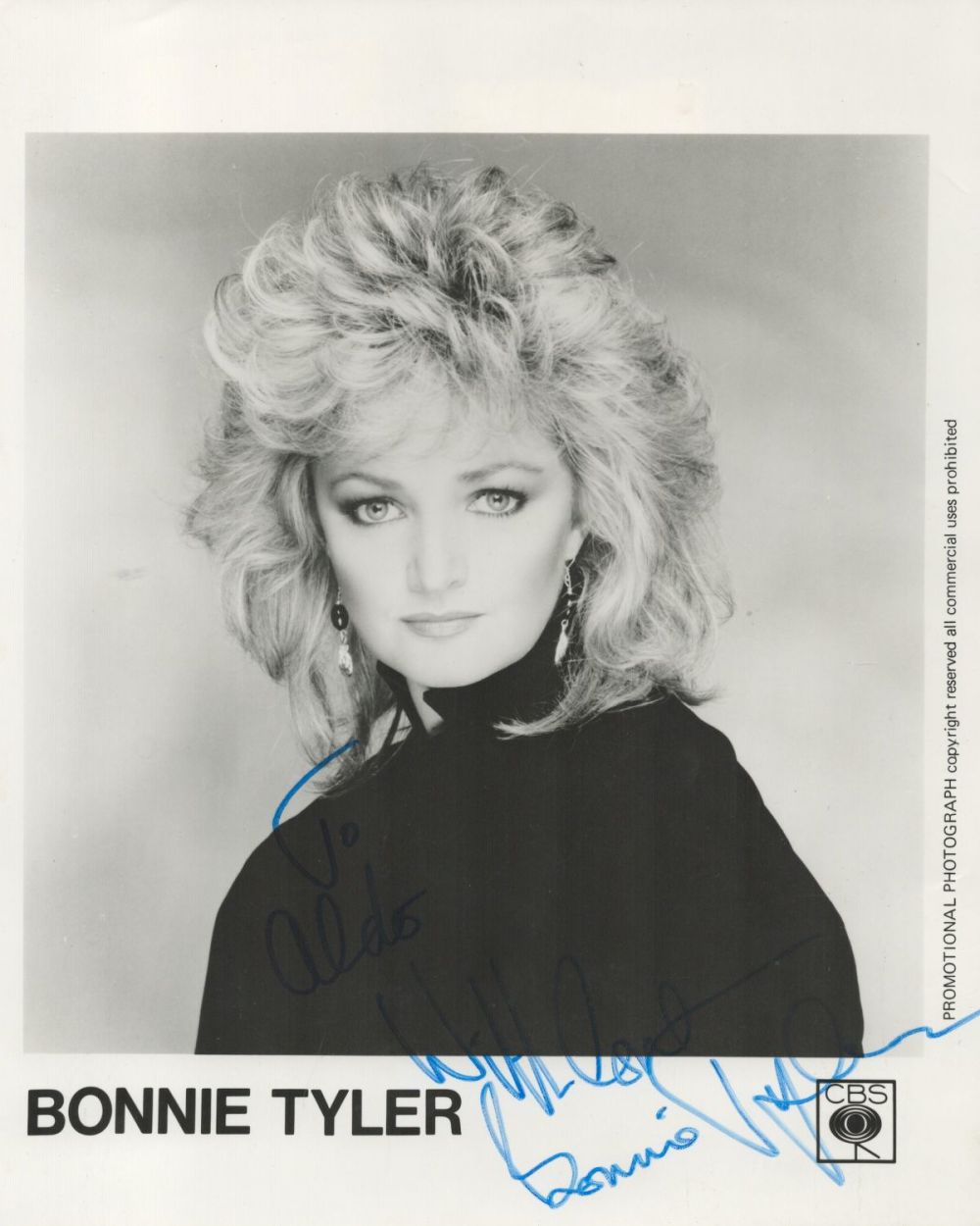Lot 397: Welsh Singer Bonnie Tyler Signed 10x8 inch Black...
