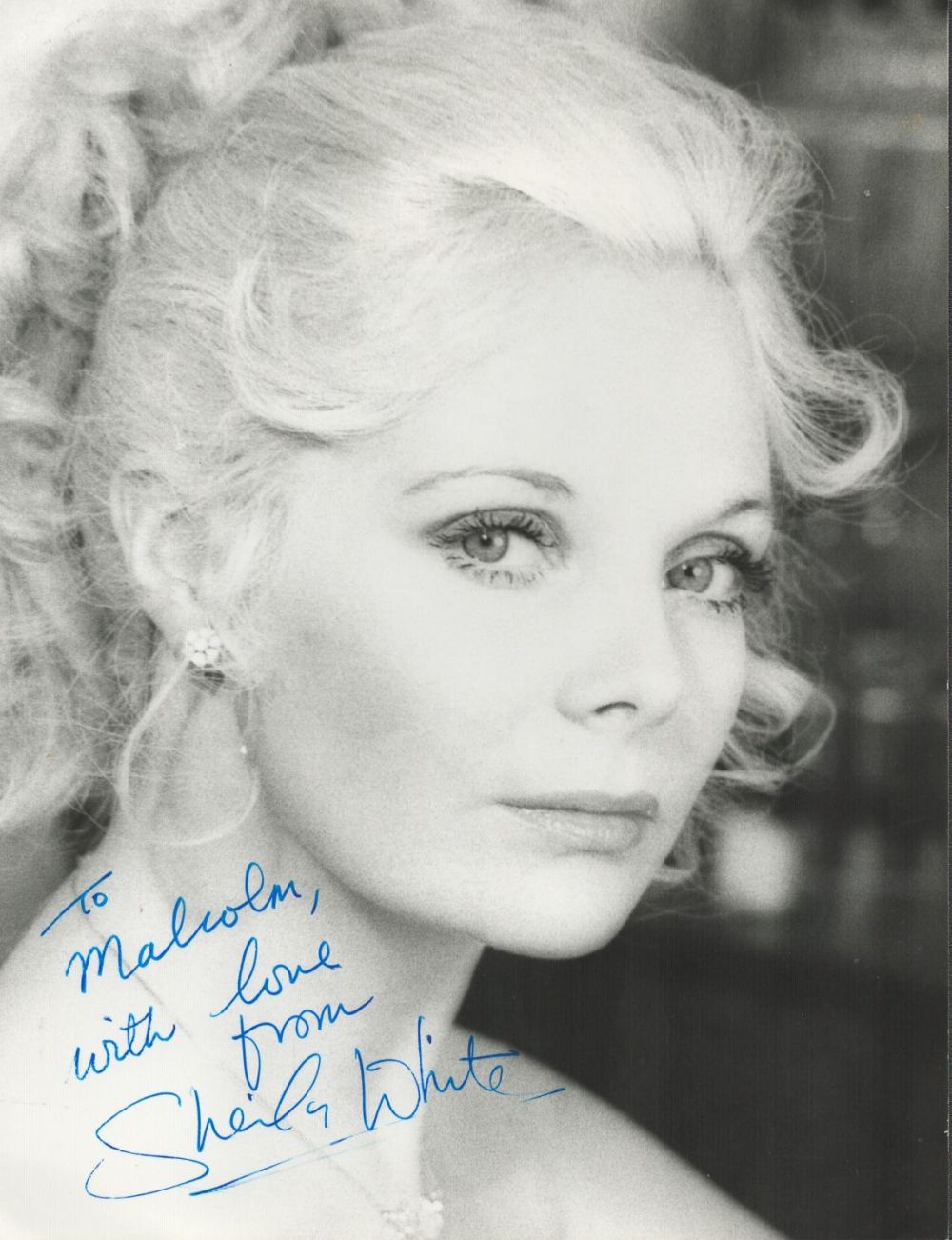 Lot 399: British Actress Shelia White signed 8x6 inch Black...
