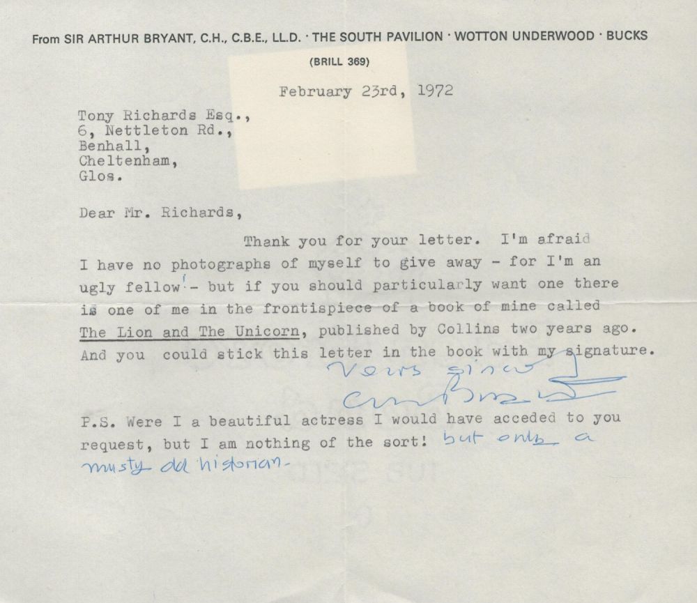 Lot 415: English historian Sir Arthur Bryant Signed TLS Dated...