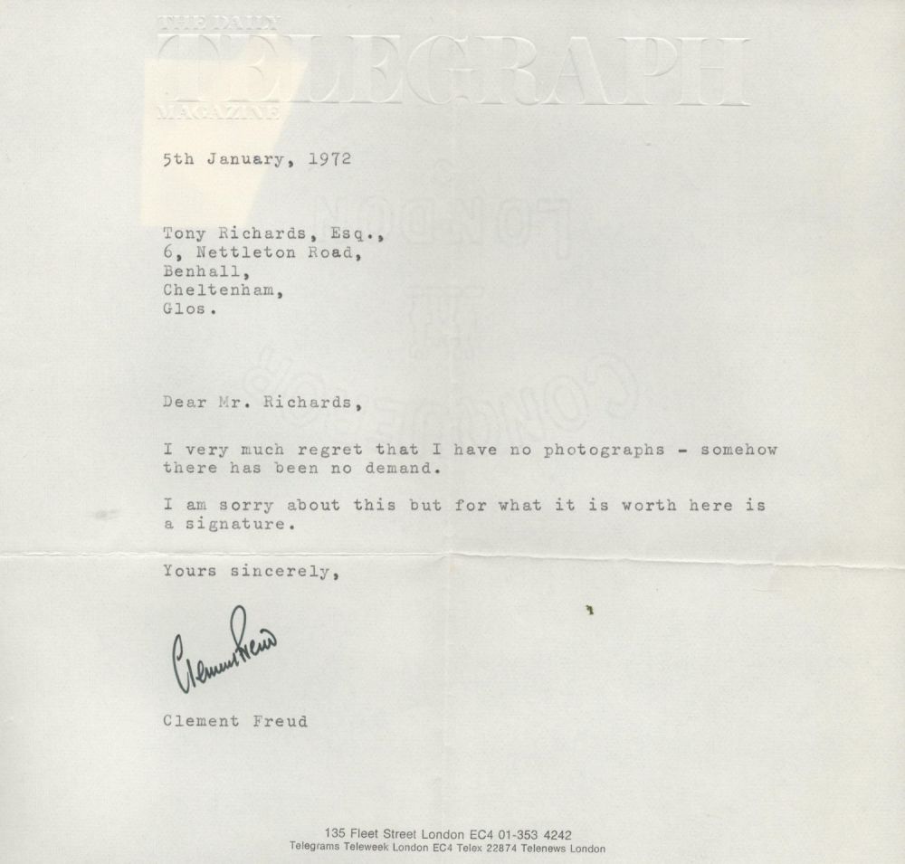 Lot 418: German-born British broadcaster, writer, politician Clement Freud Signed...