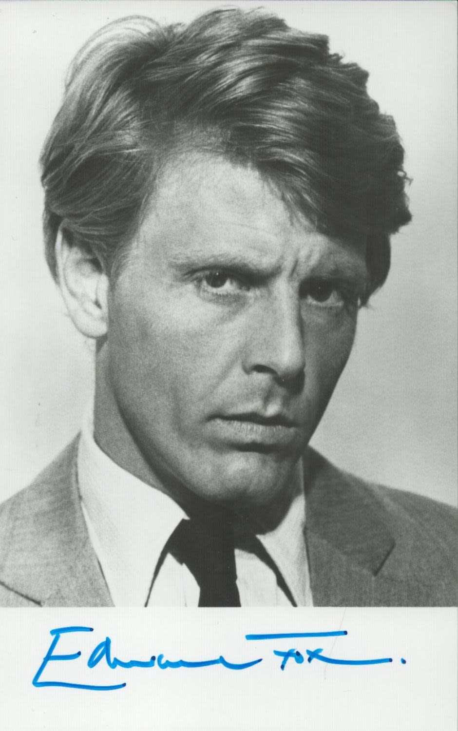 Lot 463: British Actor Edward Fox Signed 5x3 inch Black...