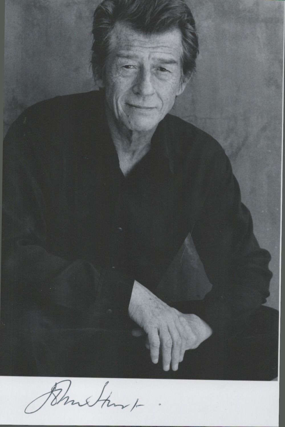 Lot 477: British Actor John Hurt Signed 6x4 inch Black...
