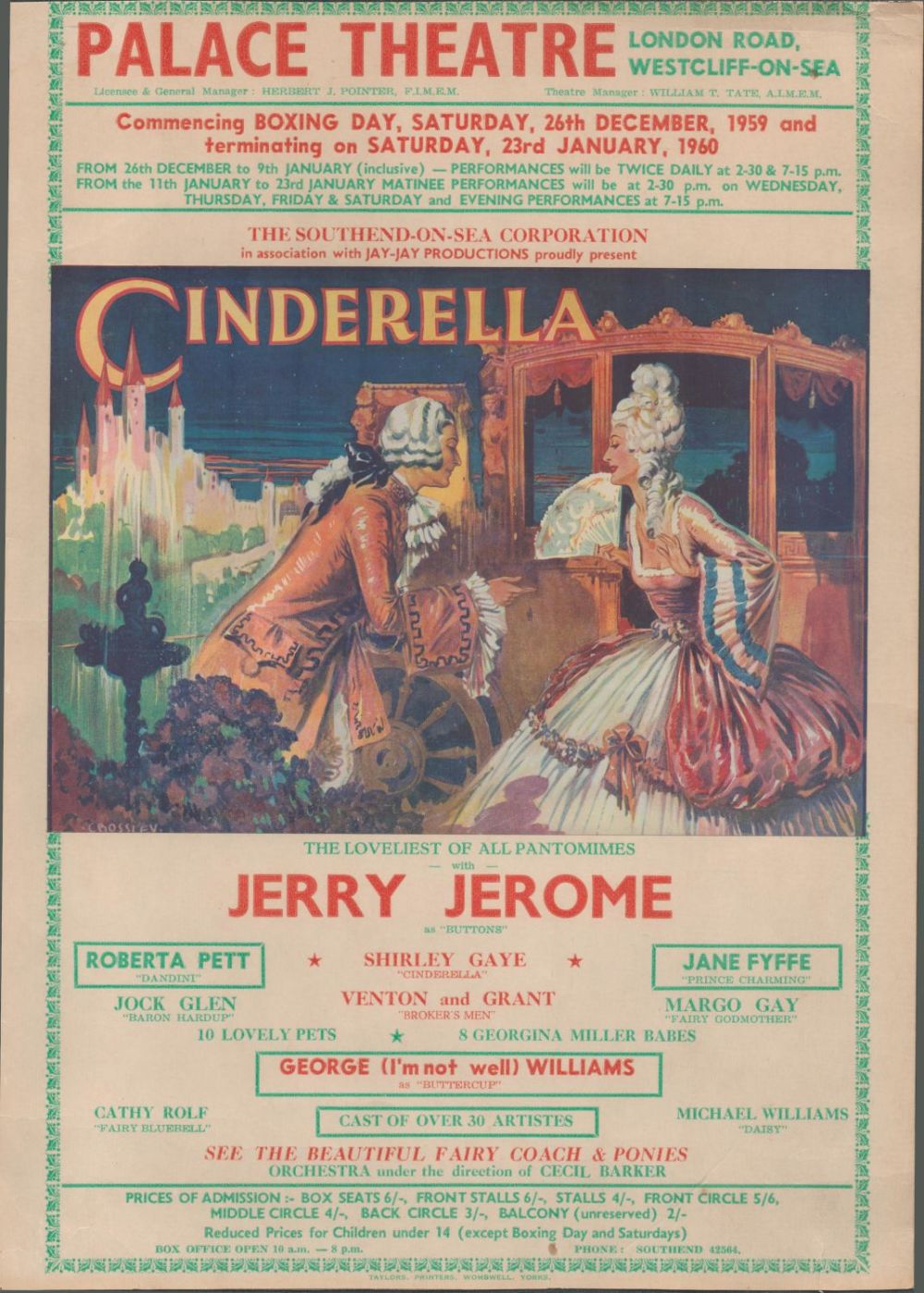 Lot 483: Vintage Cinderella Theatre Advertising Poster From December 1959...