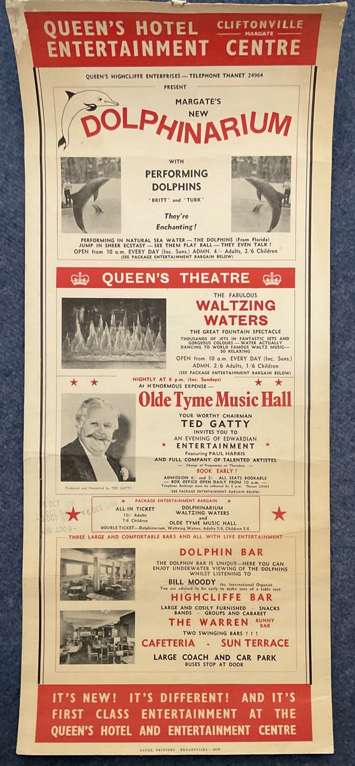Lot 484: Vintage 1965 Queens Hotel Entertainment Margate Advertising Poster....