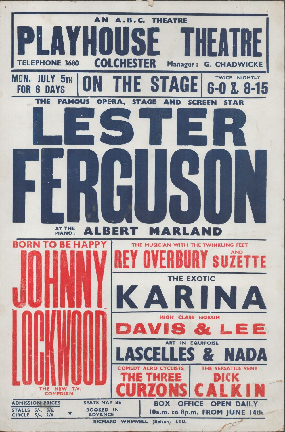 Lot 490: Mid 1900's Theatre Advertising Poster For Playhouse Theatre,...