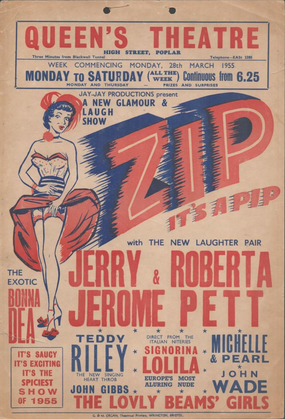 Lot 492: Zip it's a pip Theatre Advertising Poster From...