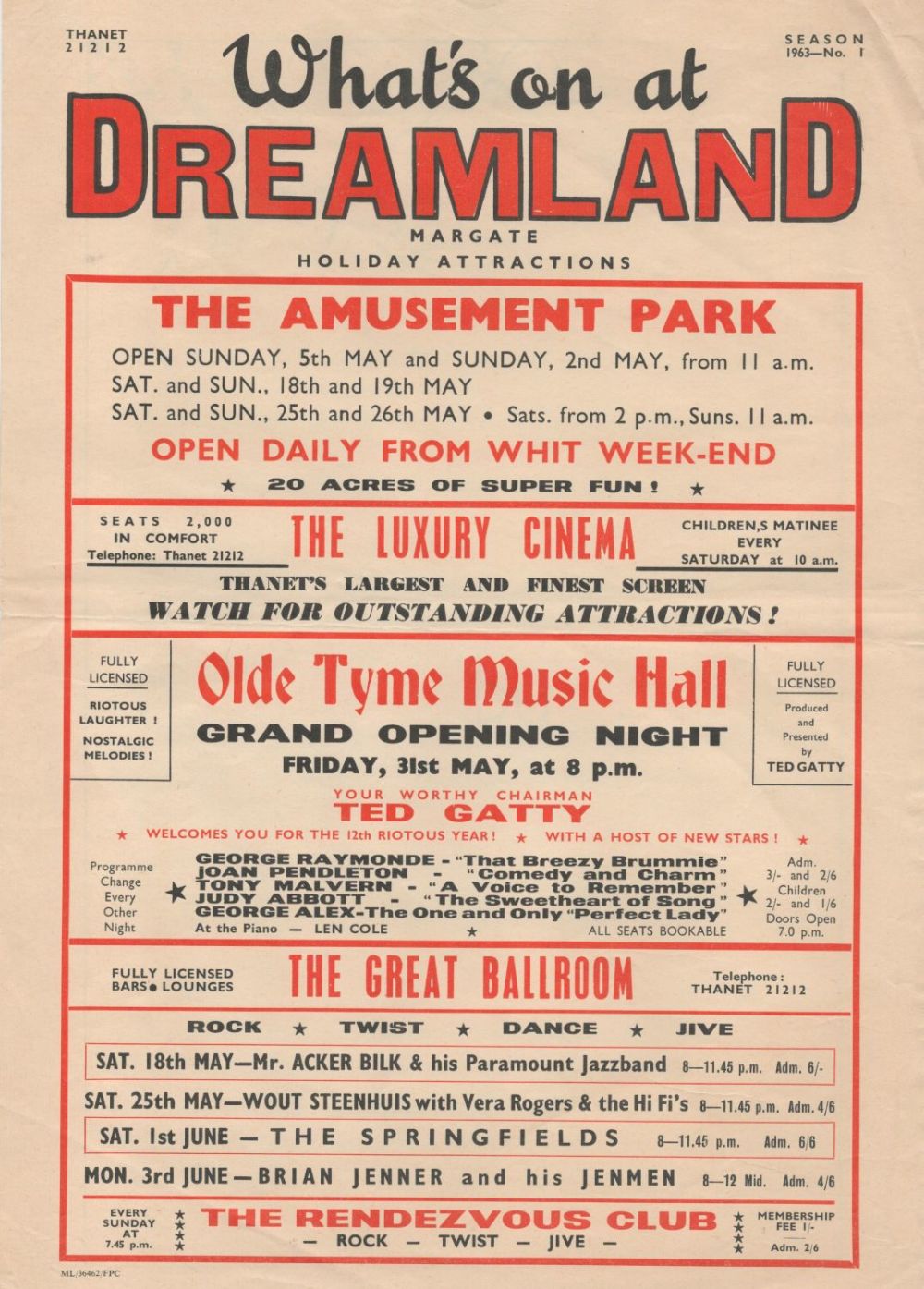 Lot 497: What's on at Dreamland May 1963 Vintage Advertising...