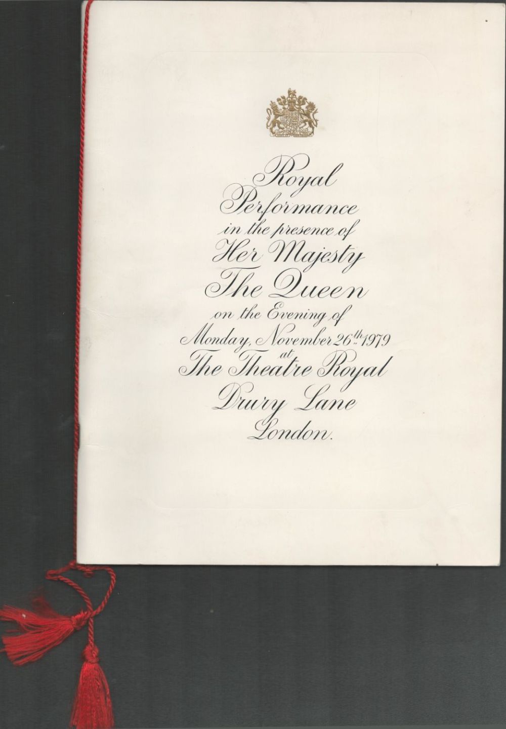 Lot 499: The Theatre Royal Royal Performance Programme from Monday...