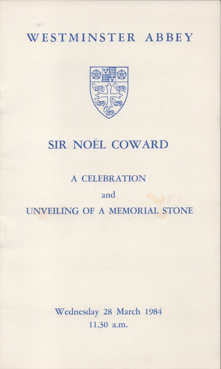 Lot 502: Westminster Abbey Sir Noel Coward Celebration and Unveiling...
