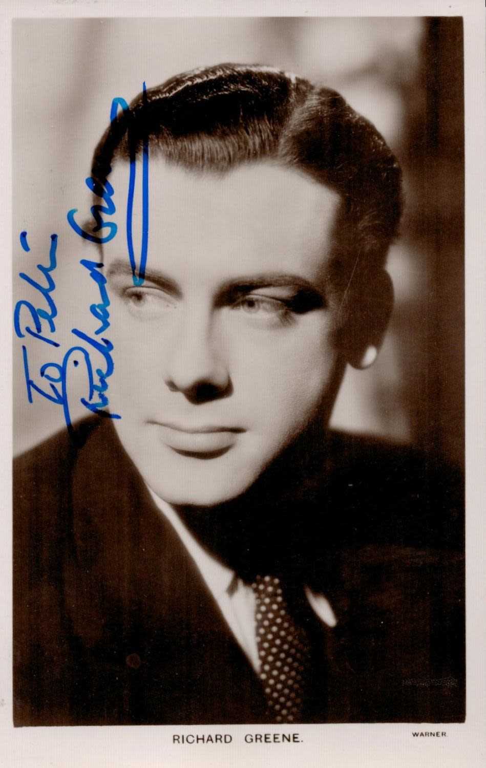 Lot 513: British Actor Richard Greene Signed 5x3 inch Vintage...