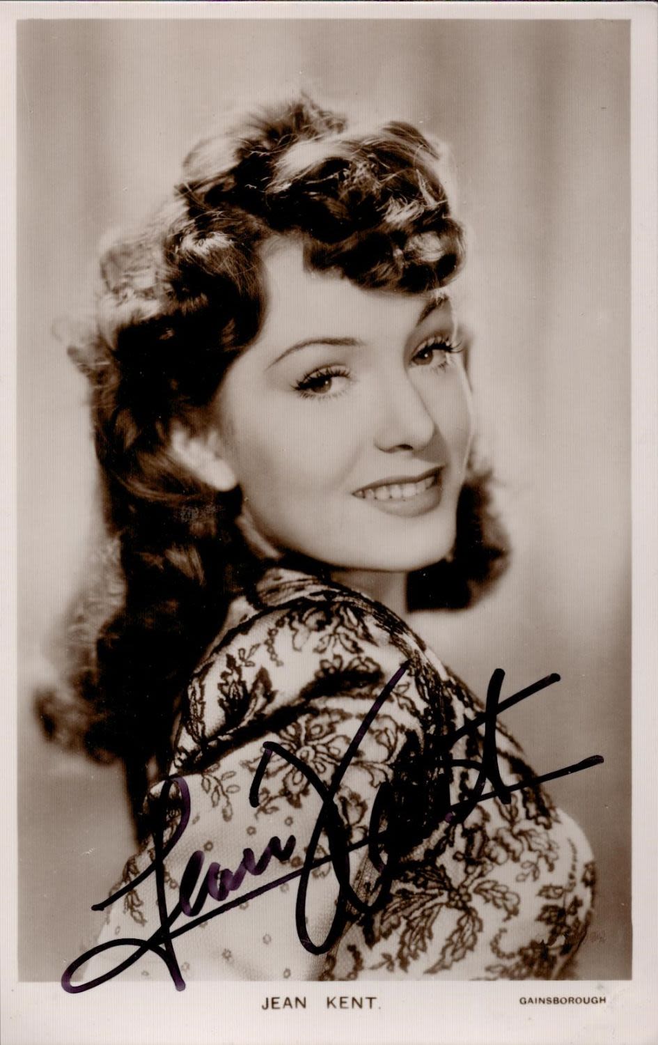 Lot 514: English Actress Jean Kent Signed 5x3 inch Black...