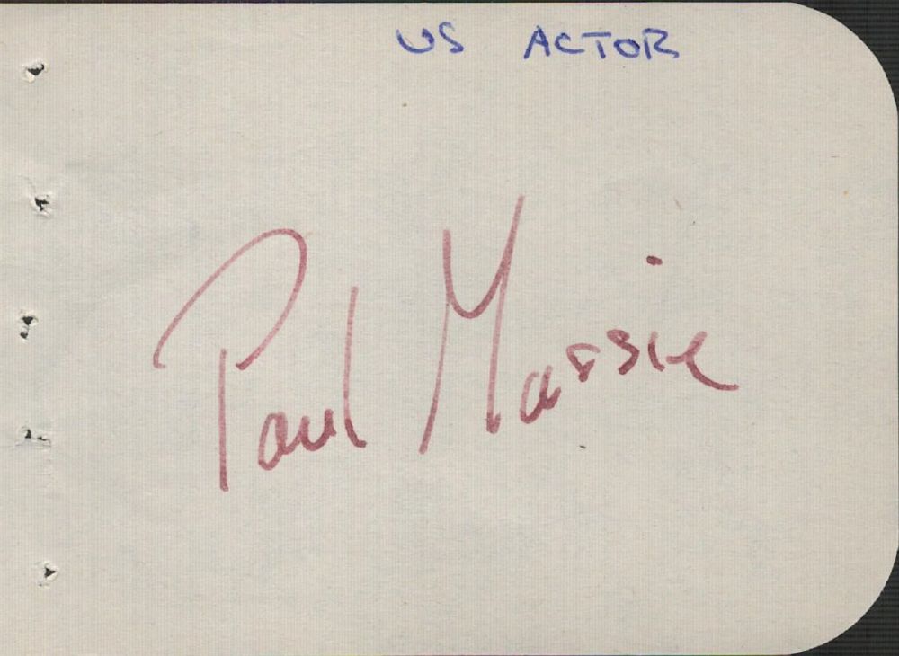 Lot 538: Canadian Actor Paul Massie Signed 3x2 inch approx...