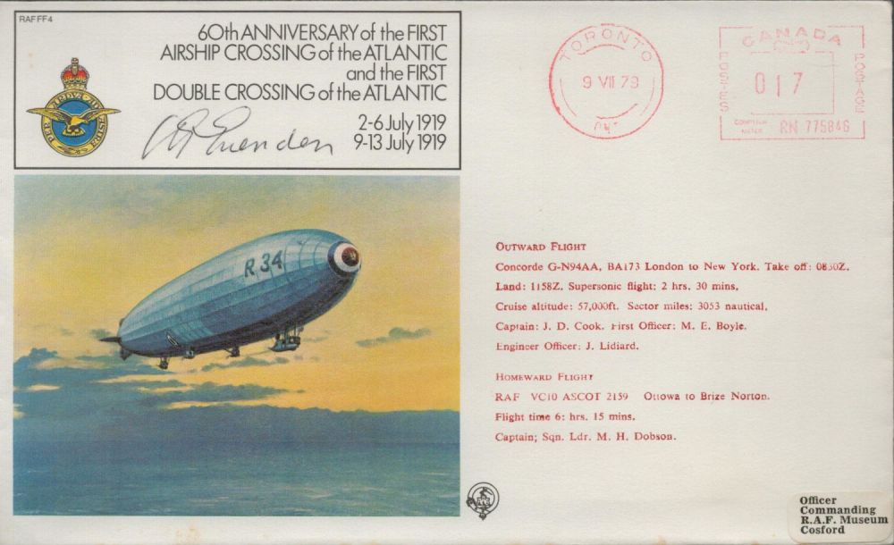 Lot 558: Wg Cdr Bert Evenden signed RAF FF4 FDC....