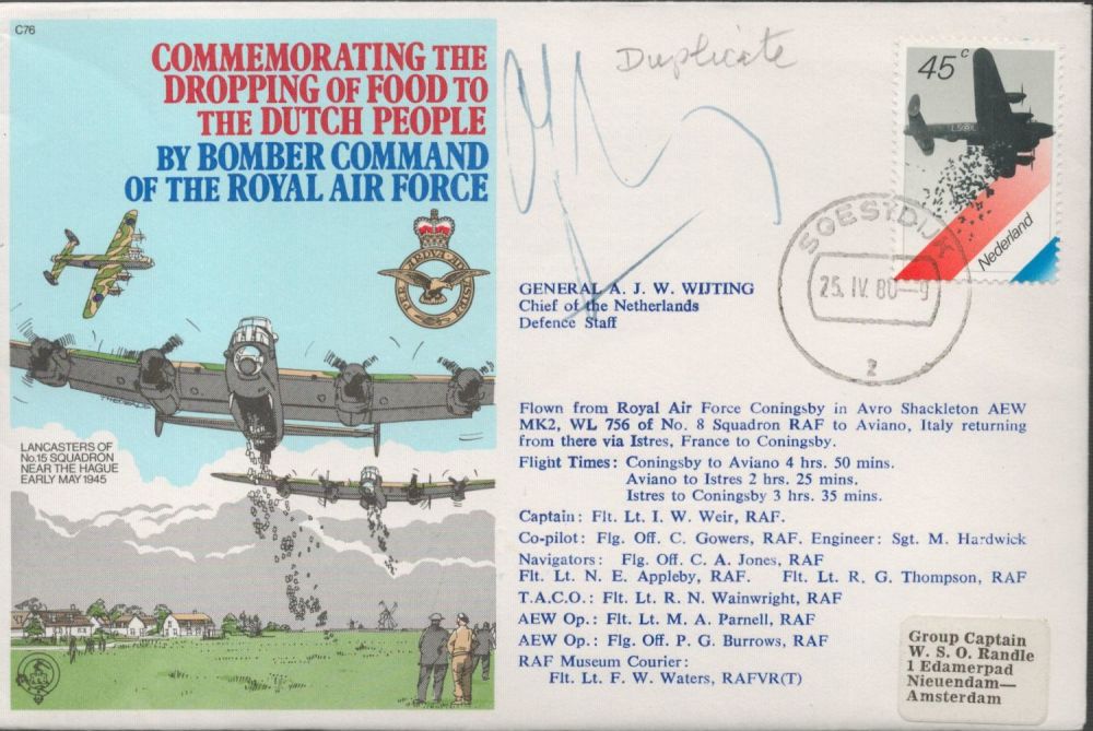 Lot 559: Gen AJW Wijting Signed Commemorating the dropping of...