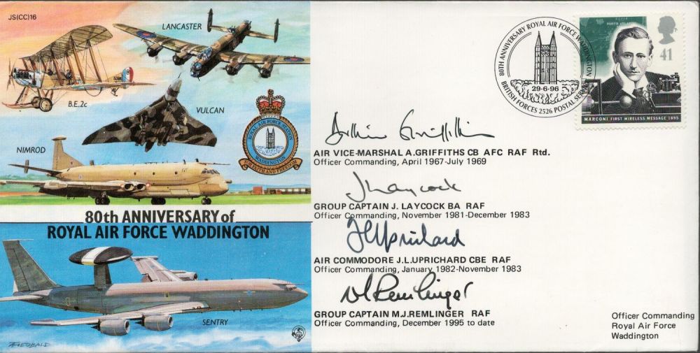 Lot 570: RAF Four Signed 80th anniversary of RAF Waddington...