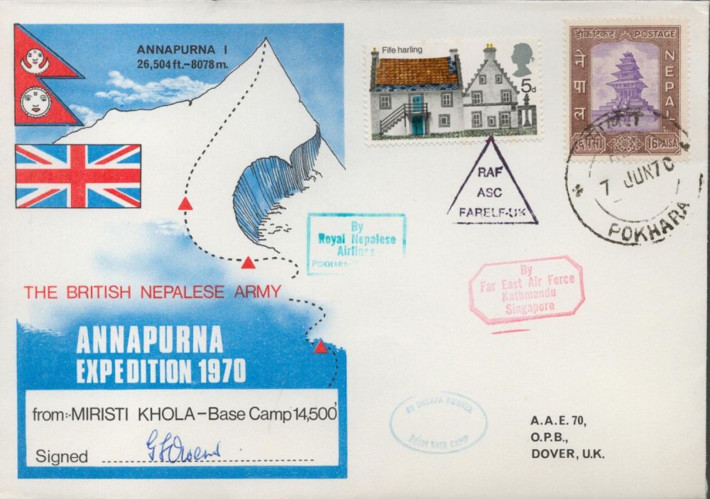 Lot 572: Maj. GERRY OWENS Signed Annapurna Expedition 1970-British Nepalese...