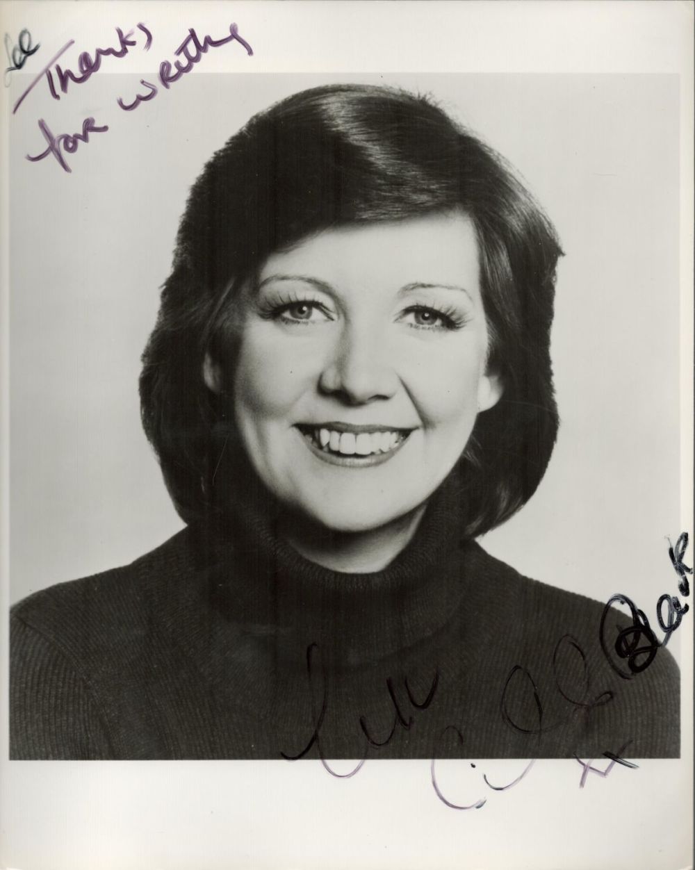 Lot 587: Cilla Black Signed 10x8 inch Black and White...