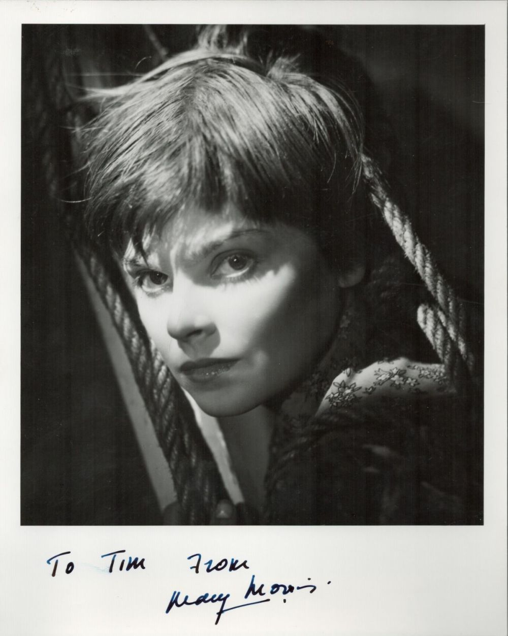 Lot 595: British Actress Mary Morris Signed 9x7 inch Black...