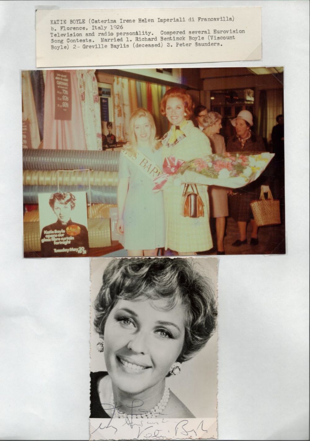Lot 602: British Actress Katie Boyle Signed 5x 3. 5...