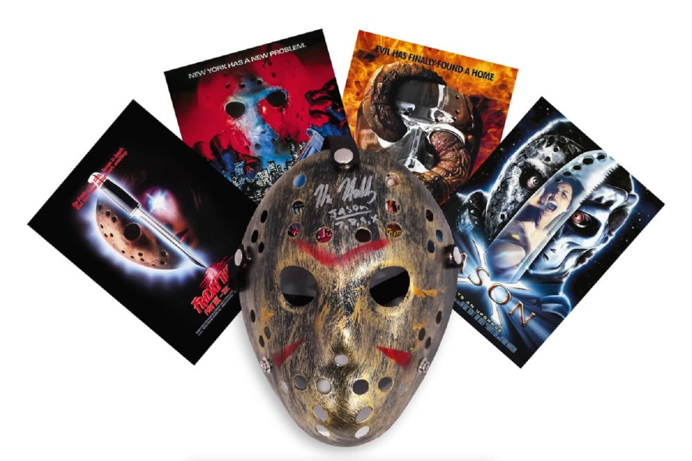 Lot 676: Kane Hodder Friday 13th hand-signed Jason Voorhees mask....