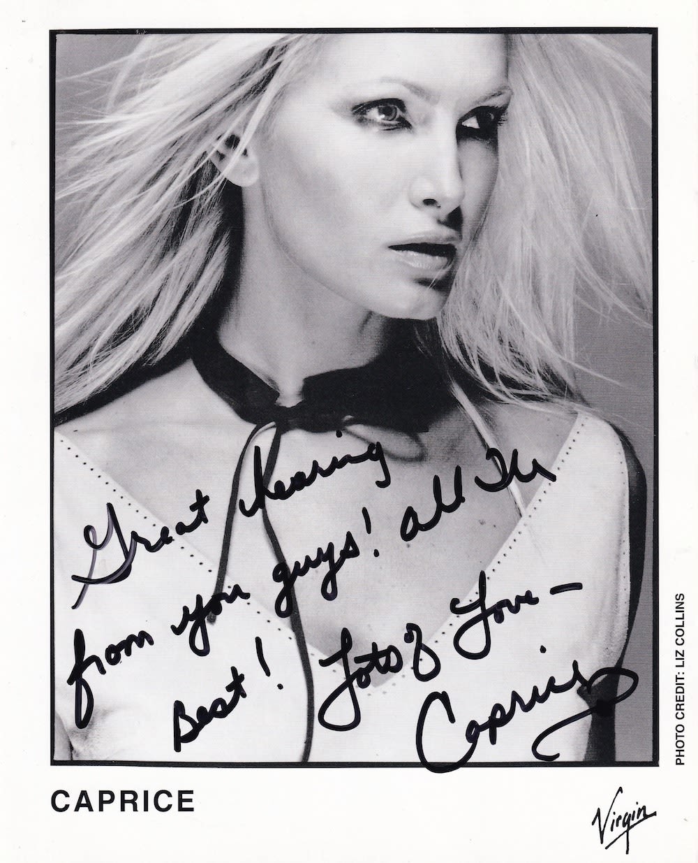 Lot 142: Caprice, Female Vocalist and Model, 10x8 inch Signed...