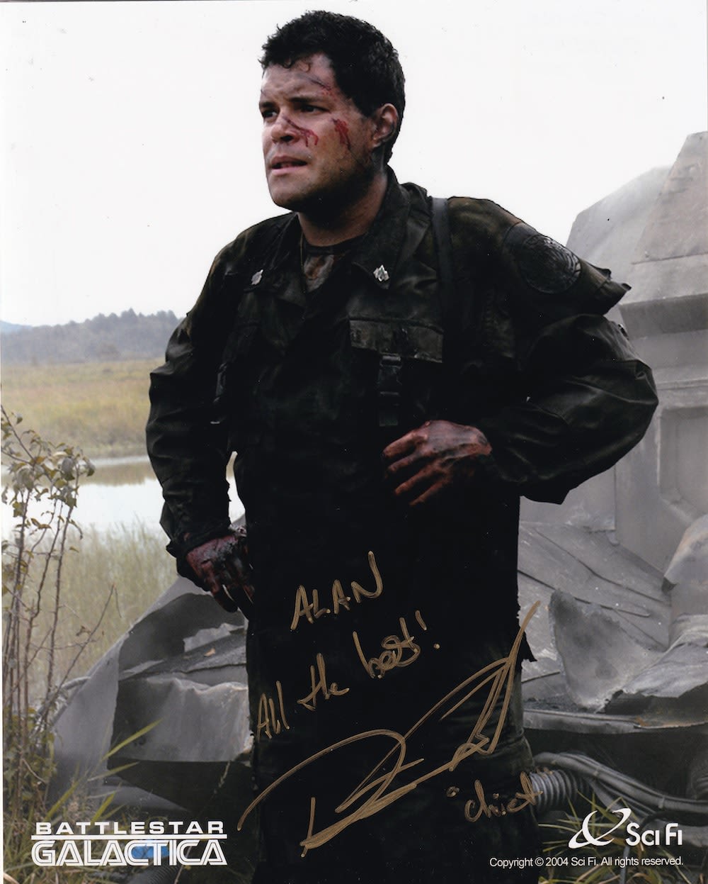 Lot 144: Aaron Douglas, Battlestar Galactica Actor, 10x8 inch Signed...