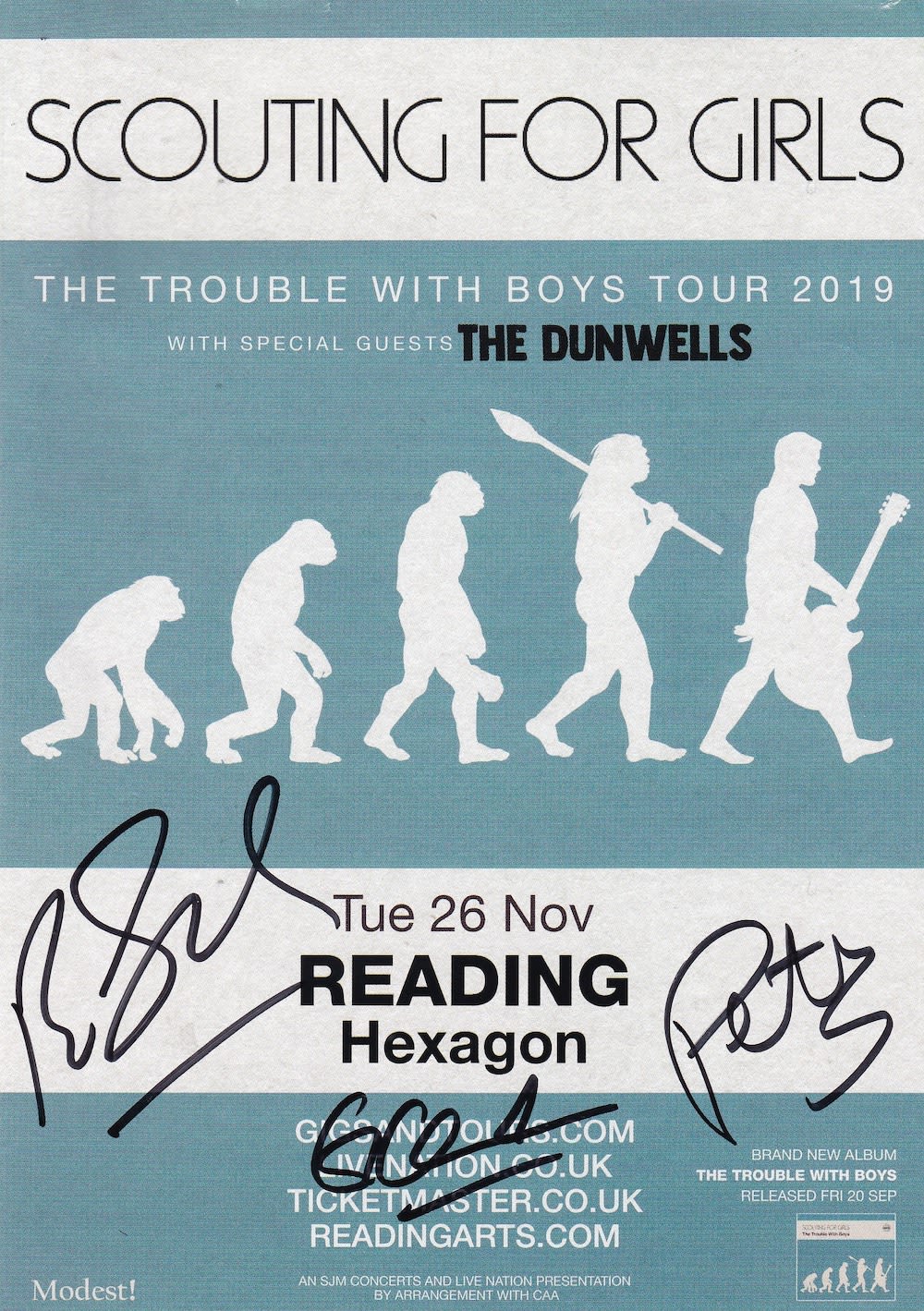 Lot 158: Scouting for Girls, Fully Signed Concert Flyer. Good...