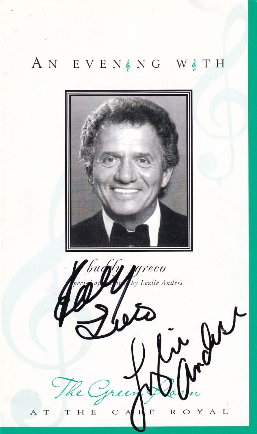 Lot 159: Buddy Greco and Lezlie Anders, Signed Green Room...