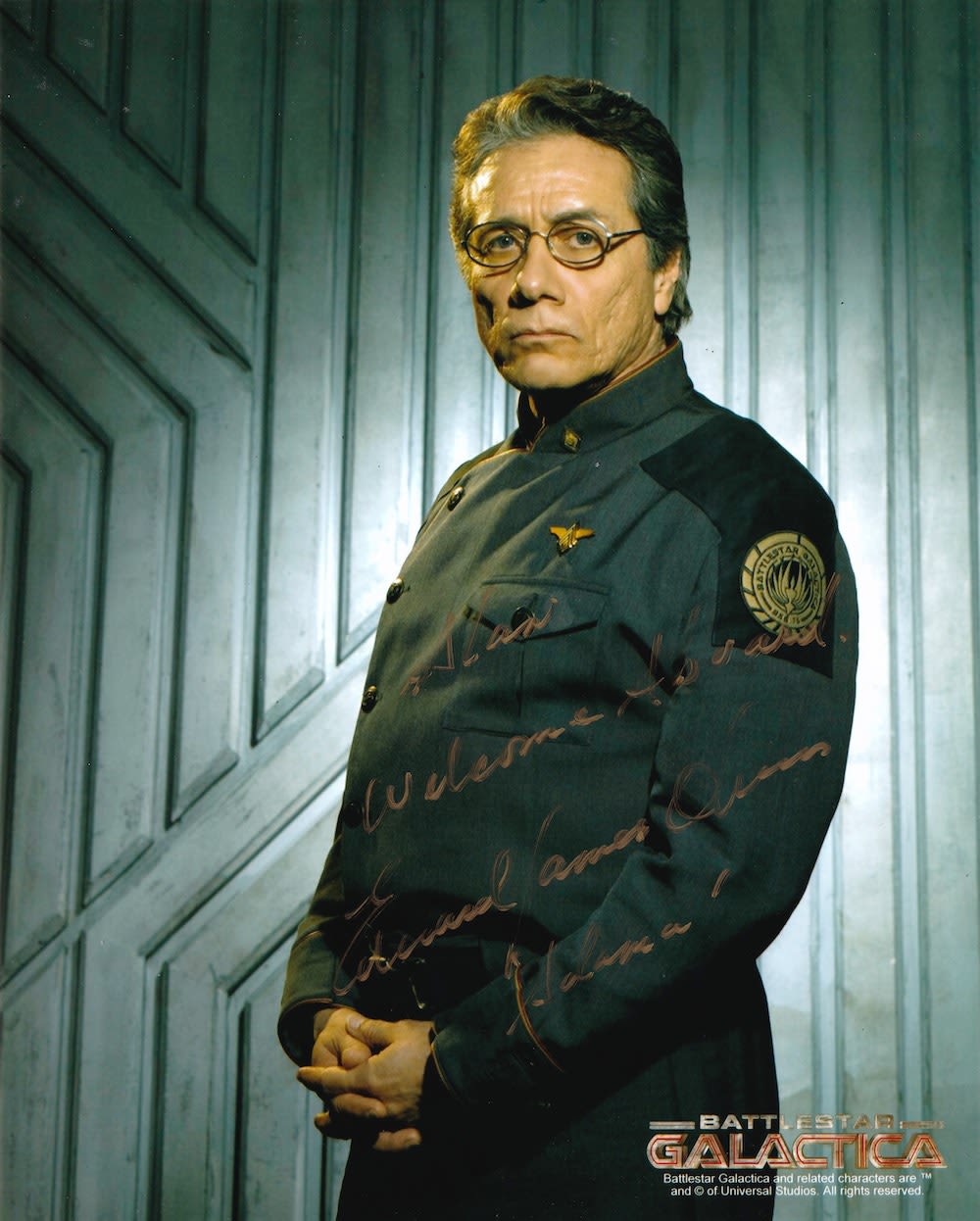 Lot 167: Edward James Olmos, Battlestar Galactica Actor, 10x8 inch...
