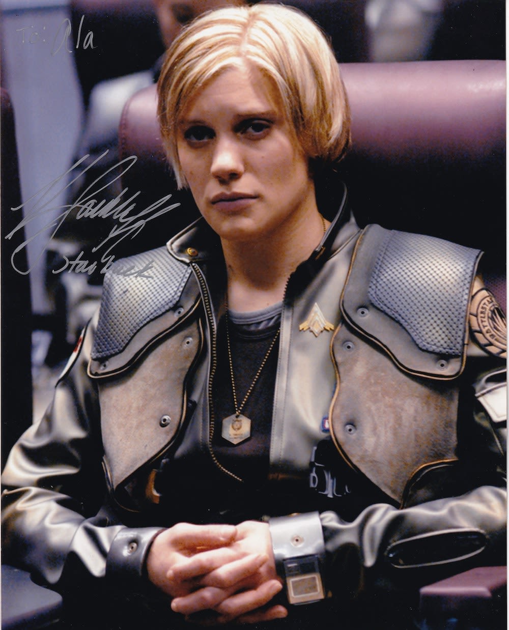 Lot 168: Katee Sackhoff, Battlestar Galactica Actress, 10x8 inch Signed...