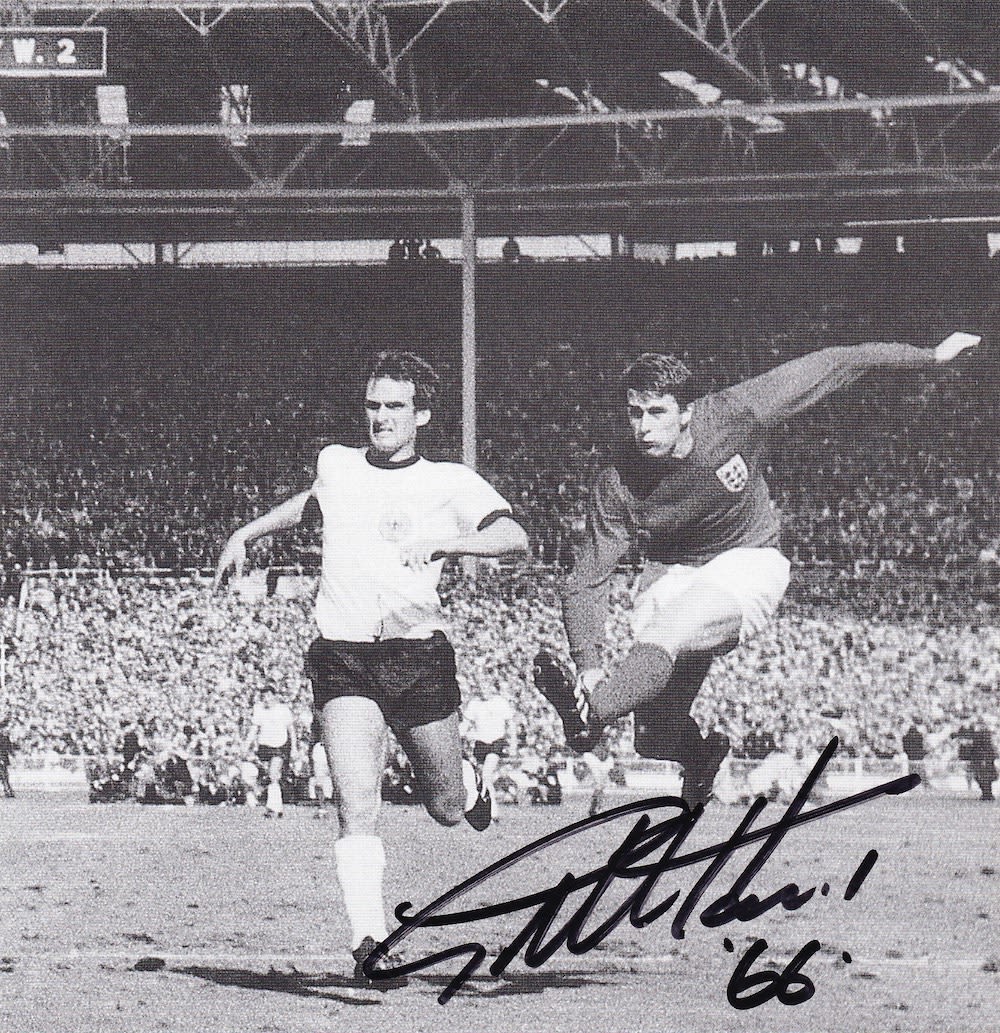 Lot 287: Geoff Hurst, 1966 World Cup Winner, 6x6 inch...