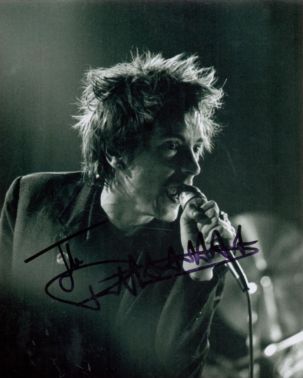 Lot 103: John Lydon signed 10x8 black and white photo....