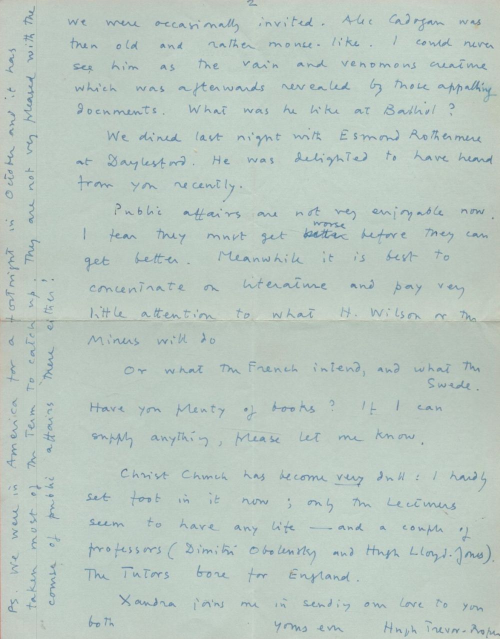 Lot 158: British Historian Hugh Trevor-Roper ALD Dated 1 Dec...